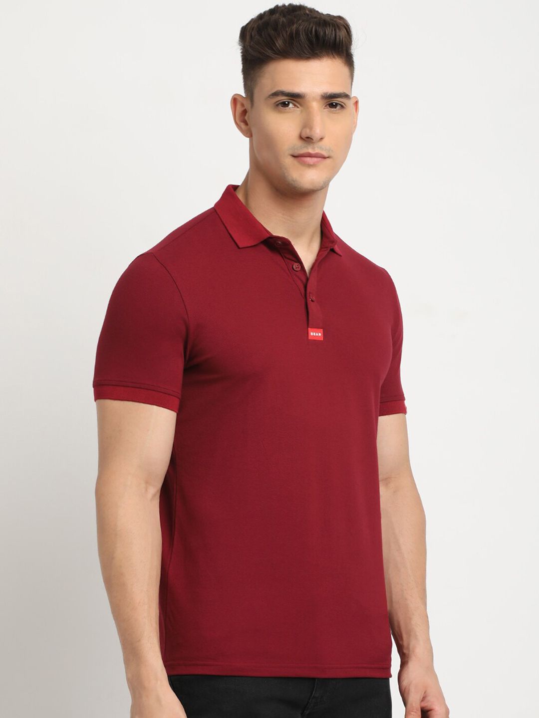 THE BEAR HOUSE Polo Collar Short Sleeves Slim Fit T-shirt
