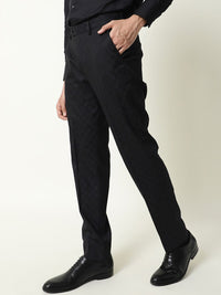 RARE RABBIT Men Navy Blue Slim Fit Trousers