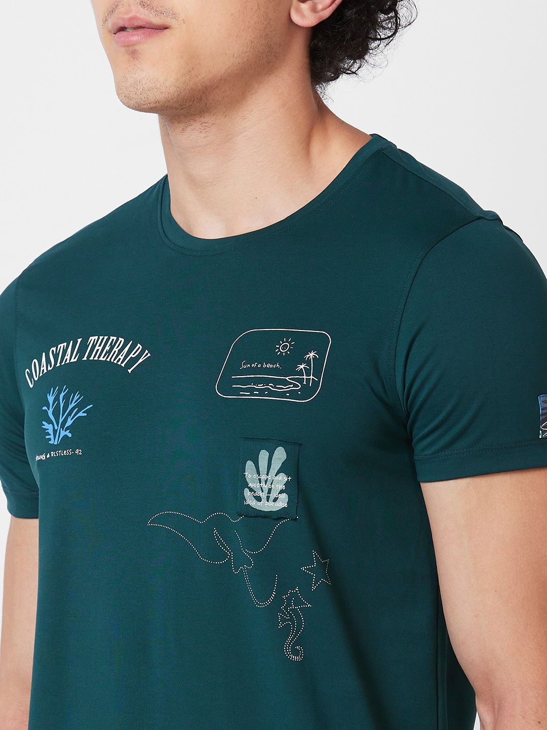 SPYKAR Round Neck Short Sleeves Typography Printed Cotton Slim Fit T-shirt