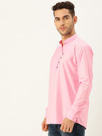 SOJANYA Men Pink Solid Straight Kurta