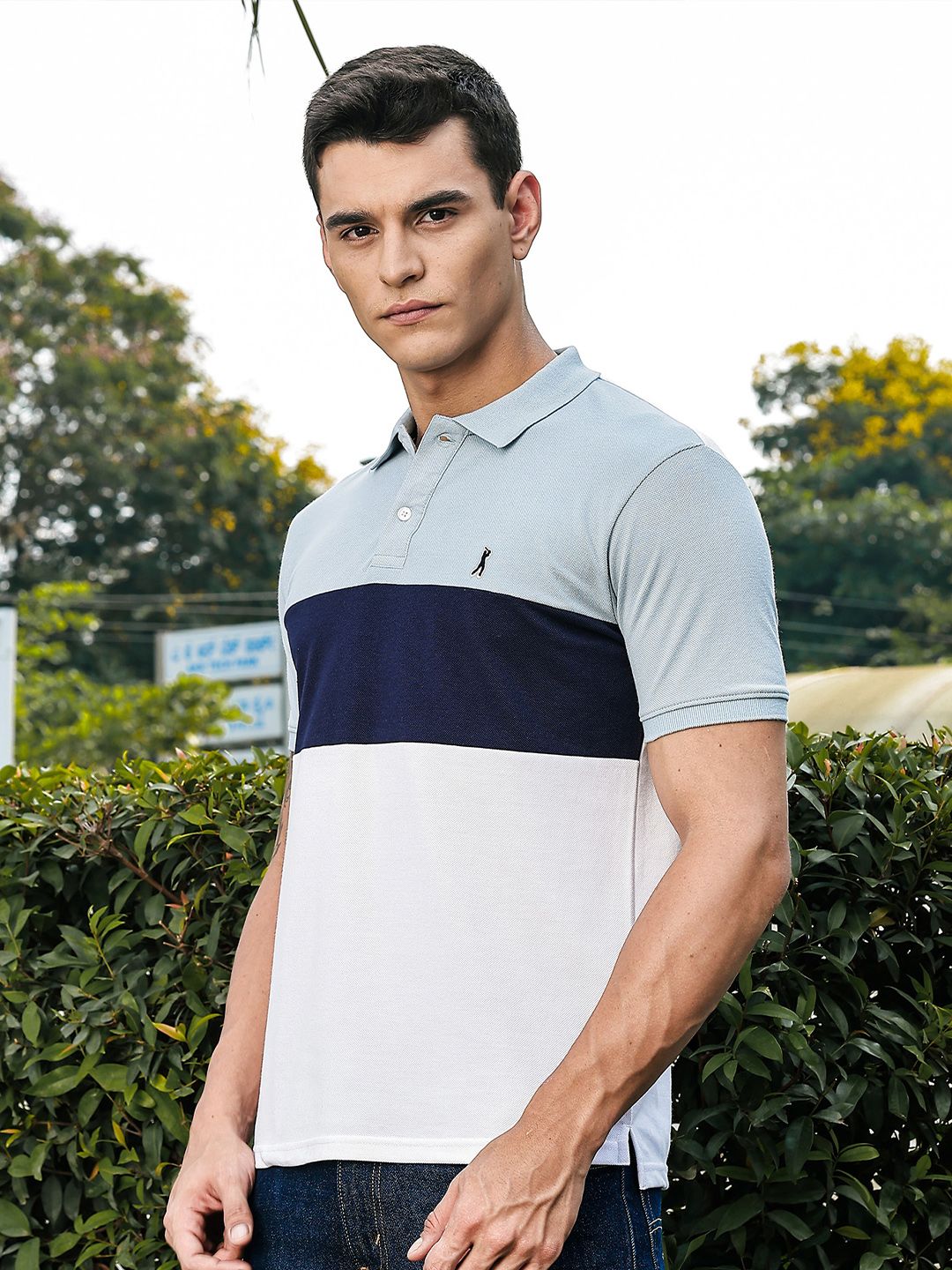Thomas Scott Men Colourblocked Polo Collar T-shirt
