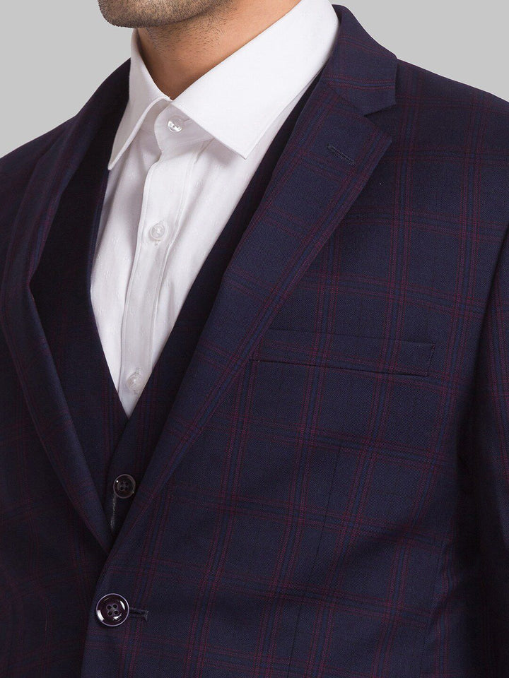 Park Avenue Men Checked Single-Breasted Super Slim-Fit 3-Piece Formal Suit
