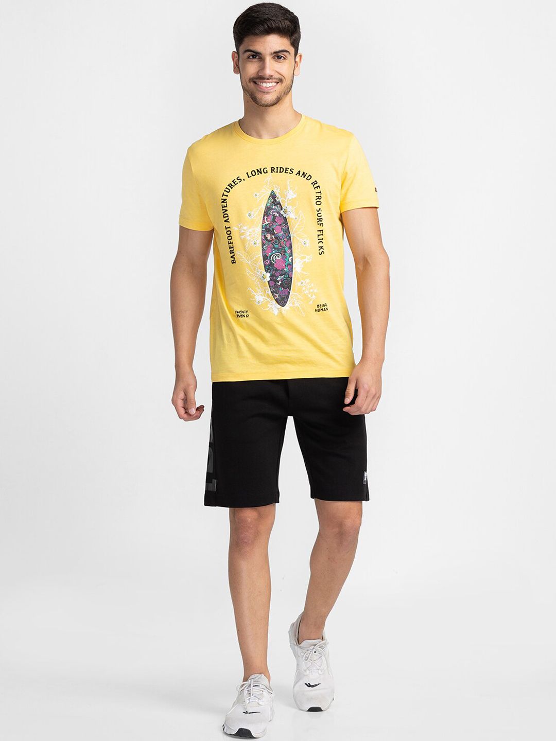Being Human Men Mid-Rise Regular Fit Sports Shorts