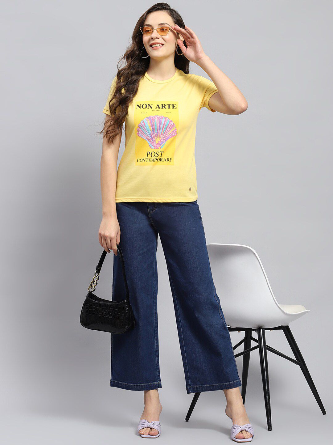 Monte Carlo Graphic Print Round Neck Cotton Top