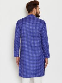 SOJANYA Kurta Lurus Bercetak Biru & Putih Lelaki