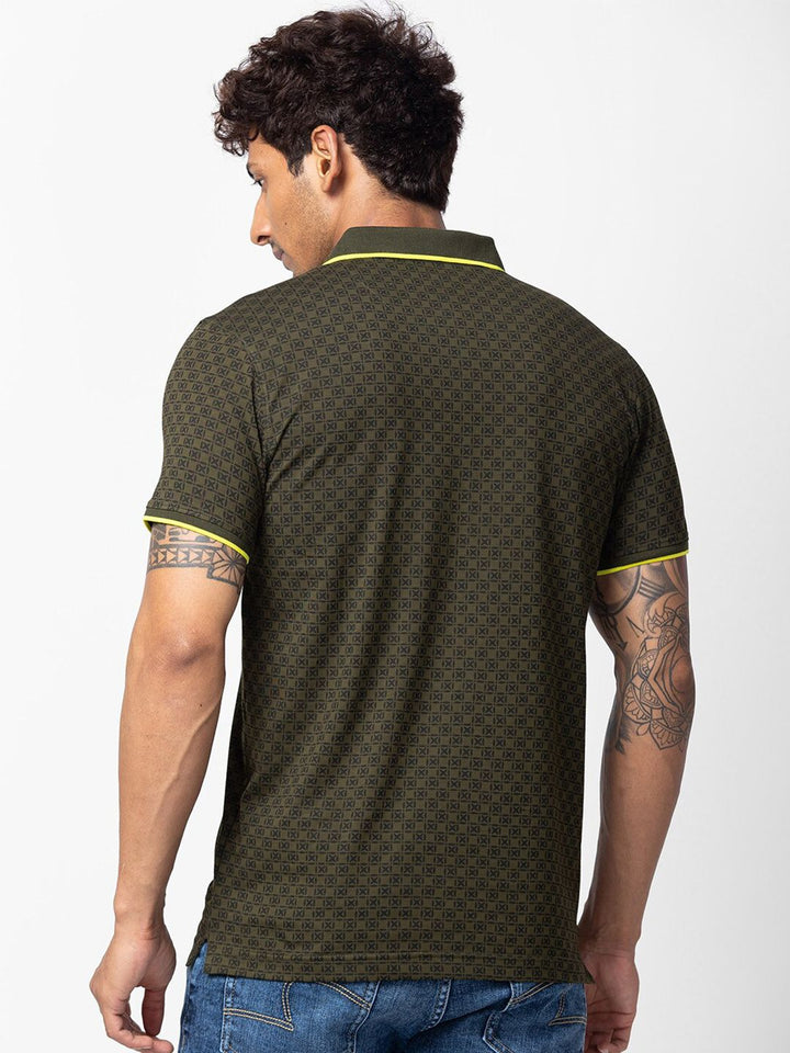 SPYKAR Men Cotton Printed Polo Collar T-shirt