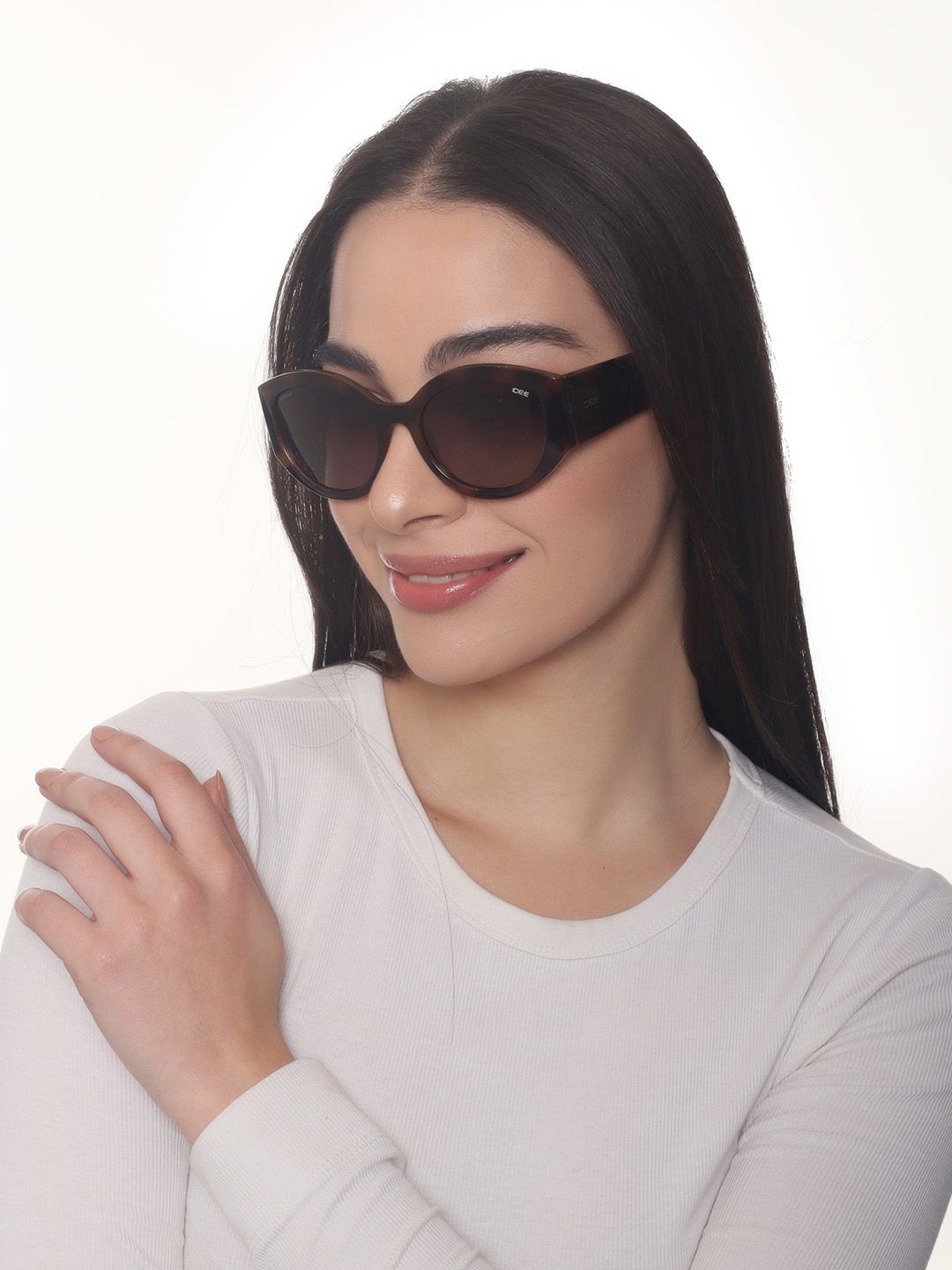 IDEE Women Brown Lens & Brown Cateye Sunglasses with UV Protected Lens