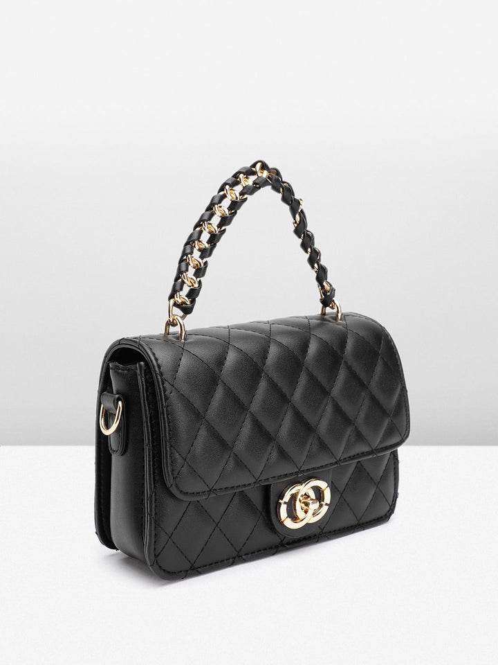 DressBerry Quilted Structured Satchel Bag