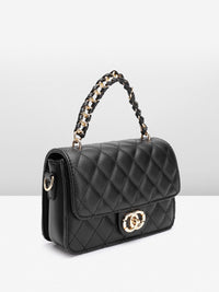 DressBerry Quilted Structured Satchel Bag