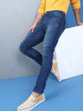 The Indian Garage Co Men Blue Slim Fit Low-Rise Low Distress Stretchable Jeans