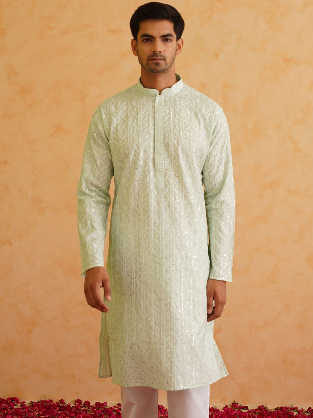 SOJANYA LUXE Embroidered Regular Thread Work Cotton Silk Kurta with Pyjamas