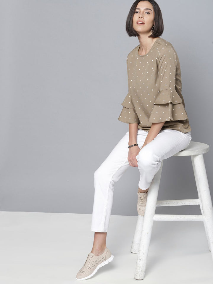 Tokyo Talkies Women Taupe Printed Top