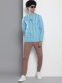 The Indian Garage Co Men Blue Striped Sweatshirt
