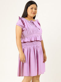 Tokyo Talkies Tie Up Neck Smocked And Pleat Detail Fit & Flare Mini Dress
