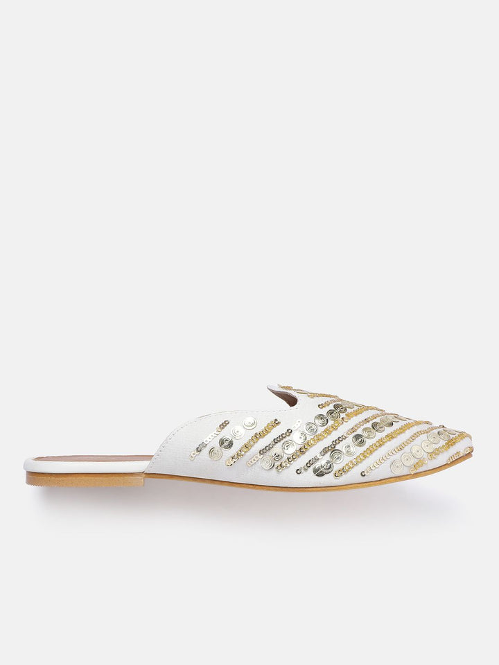 House of Pataudi Women Sequin Embellished Ethnic Mules