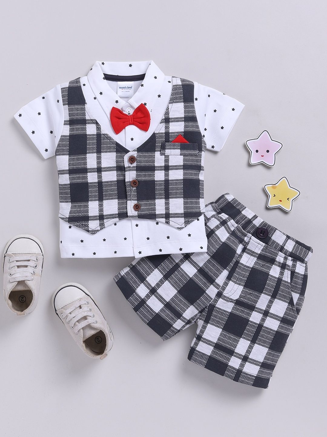 Moms Love Infant Boys Printed Pure Cotton Clothing Set
