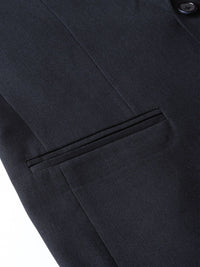 MANQ Men Navy Blue Slim Fit Solid Single Breasted Formal Blazer