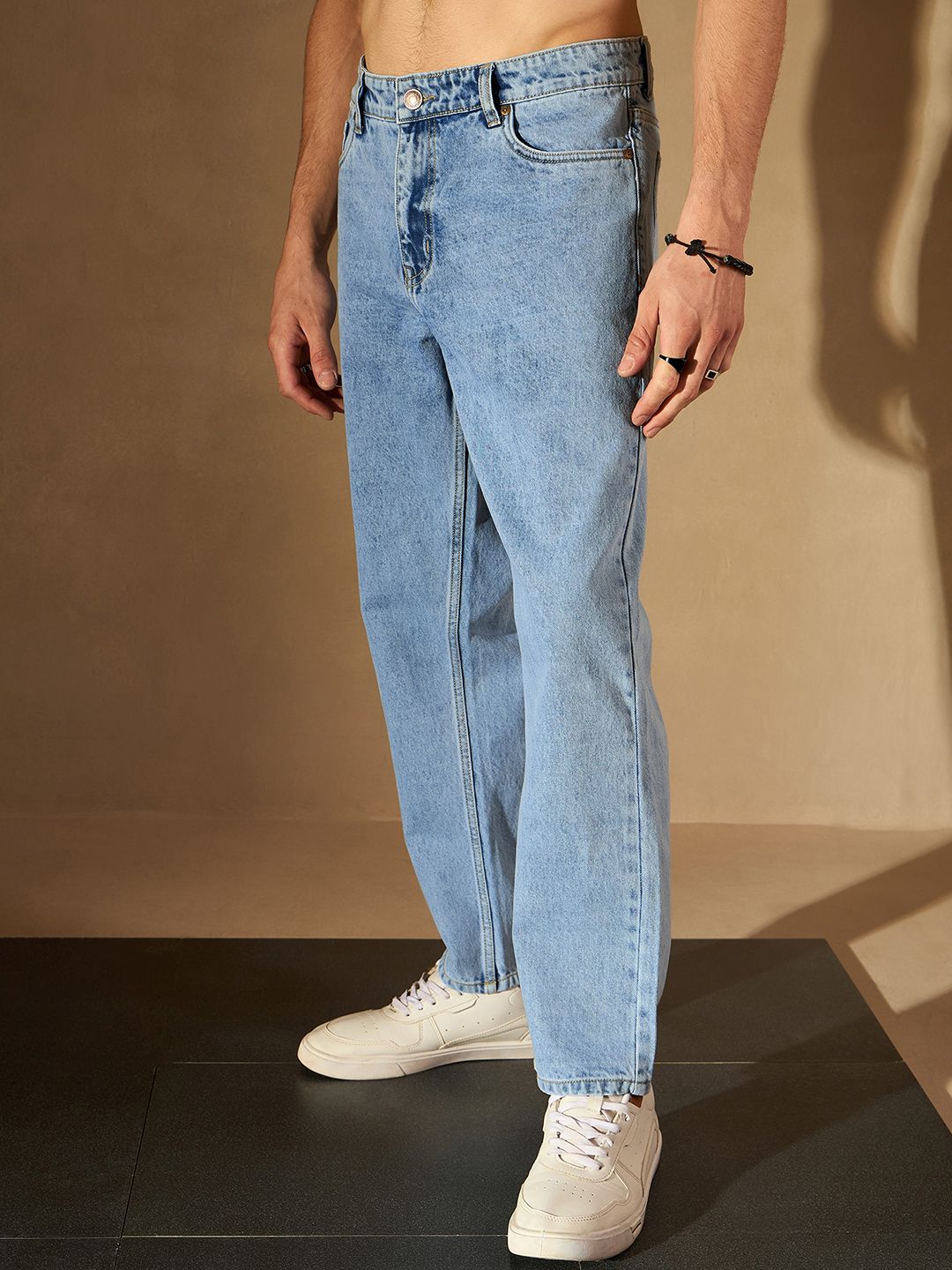DENNISON Men Smart Baggy Fit Clean Look Heavy Fade Cotton Jeans