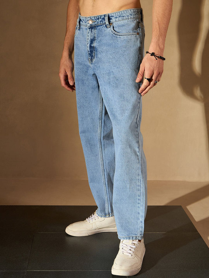 DENNISON Men Smart Baggy Fit Clean Look Heavy Fade Cotton Jeans