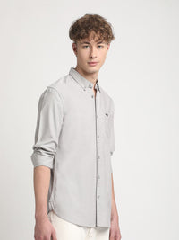 THE BEAR HOUSE Slim Fit Button Down Collar Chest Pocket Pure Cotton Casual Shirt