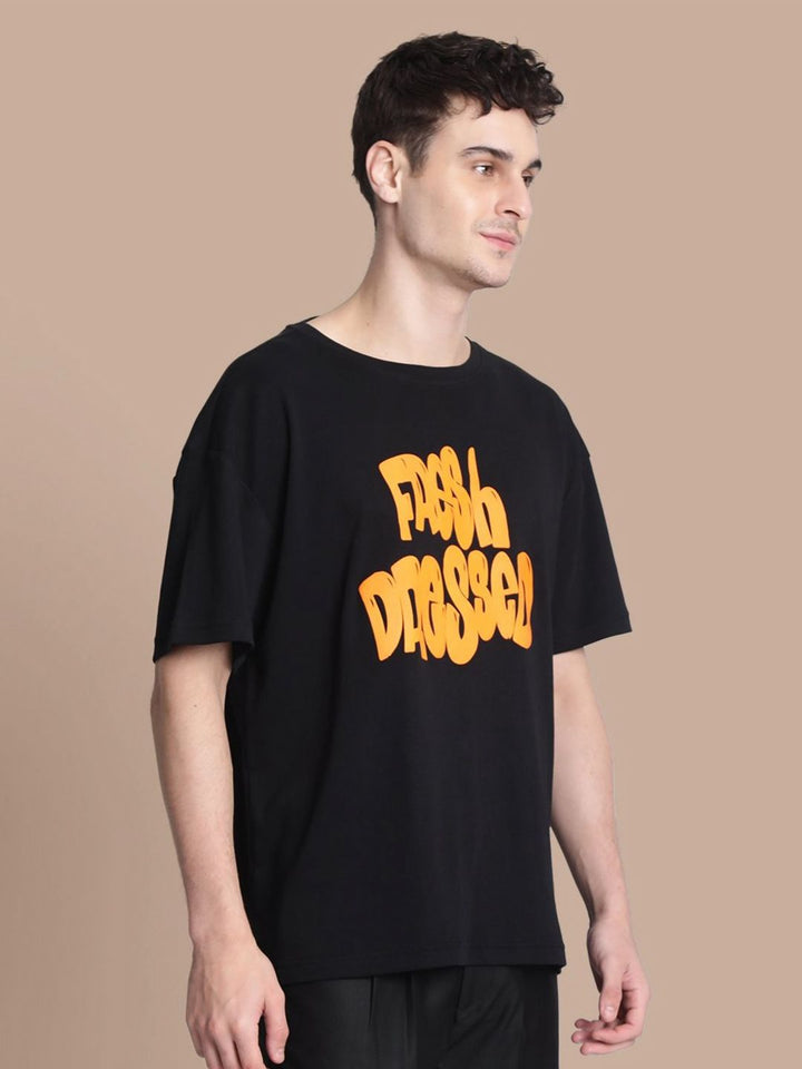 Bene Kleed Men Typography Printed Drop-Shoulder Sleeves T-shirt