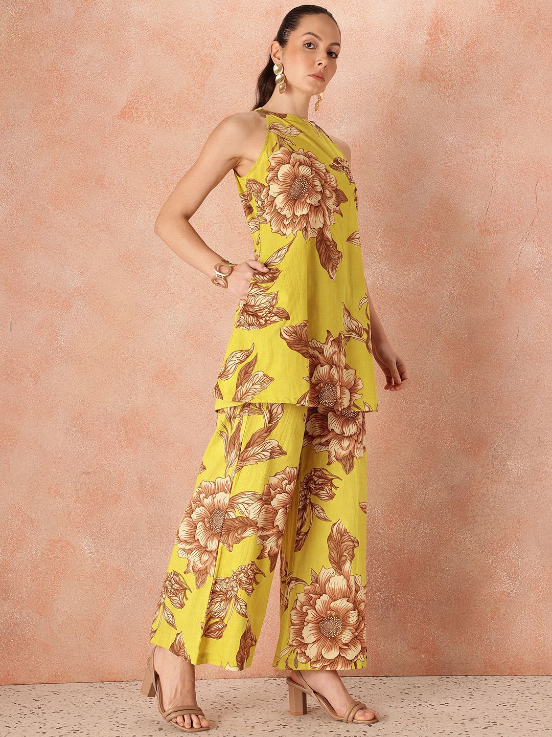 all about you Pure Cotton Floral Print Tunic with Palazzos