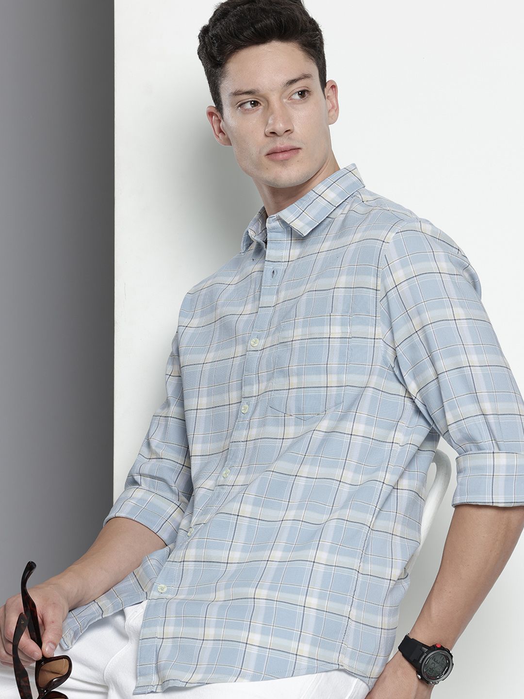 The Indian Garage Co Slim Fit Checked Casual Shirt