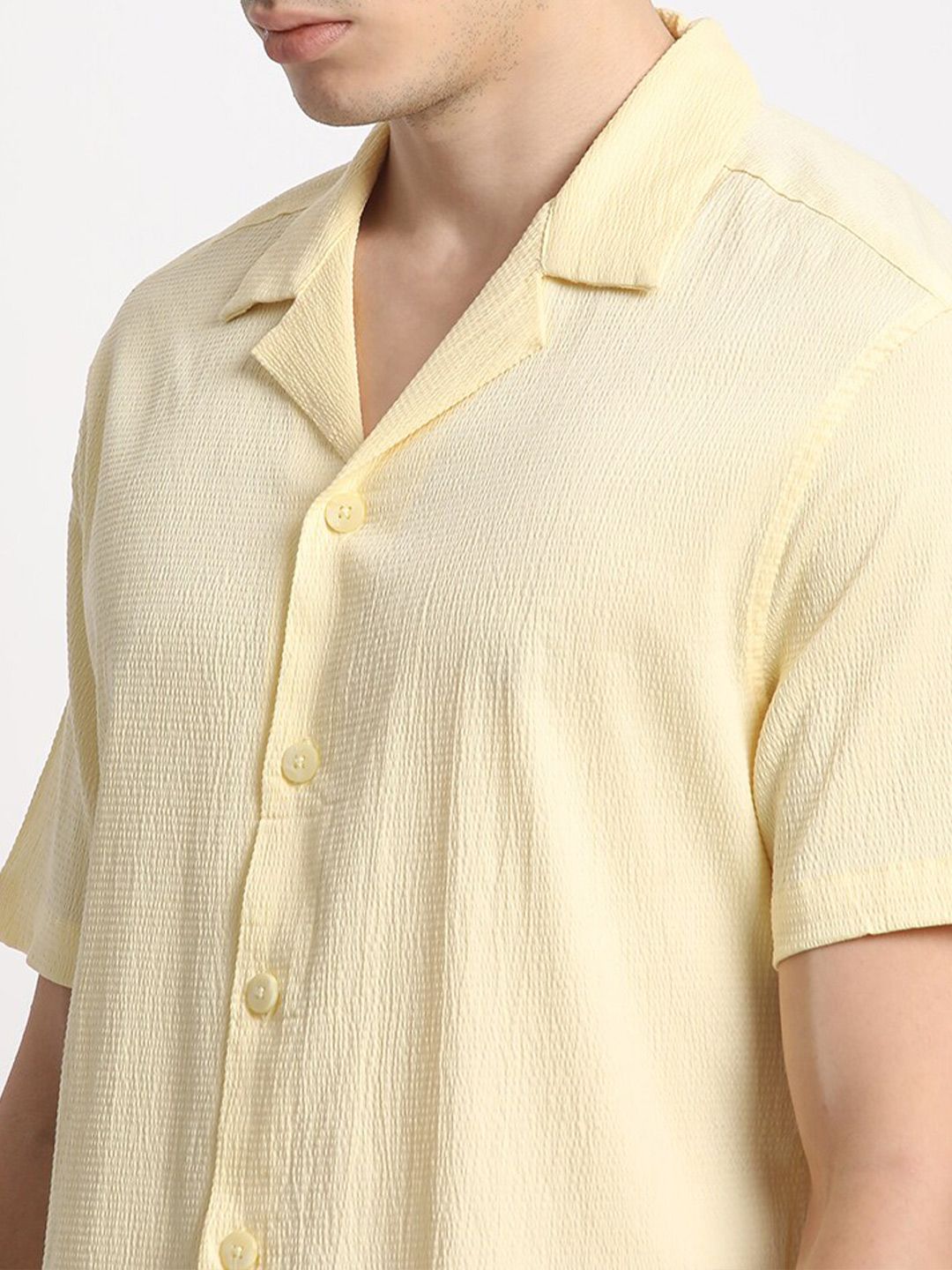 THE BEAR HOUSE Cuban Collar Solid Regular Fit Casual Shirt