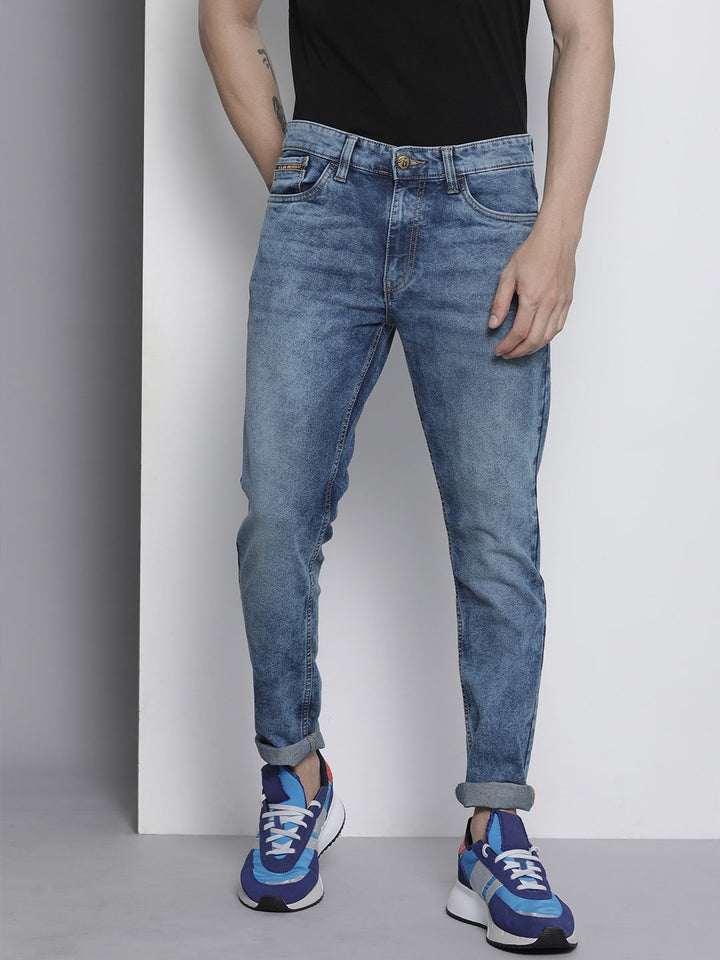 The Indian Garage Co Men Blue Slim Fit Light Fade Stretchable Jeans
