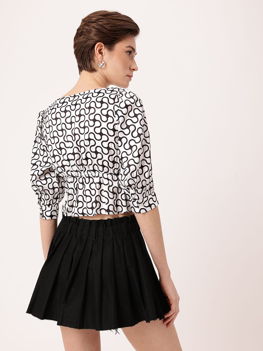 DressBerry Monochrome Mania Ruffled A-Line Top