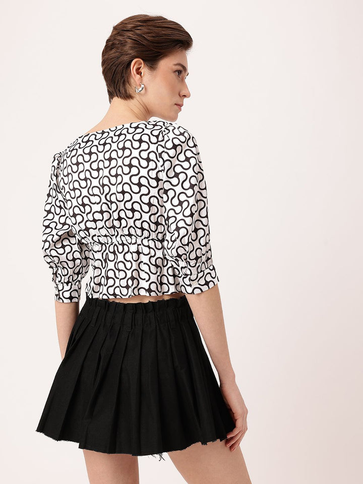 DressBerry Monochrome Mania Ruffled A-Line Top
