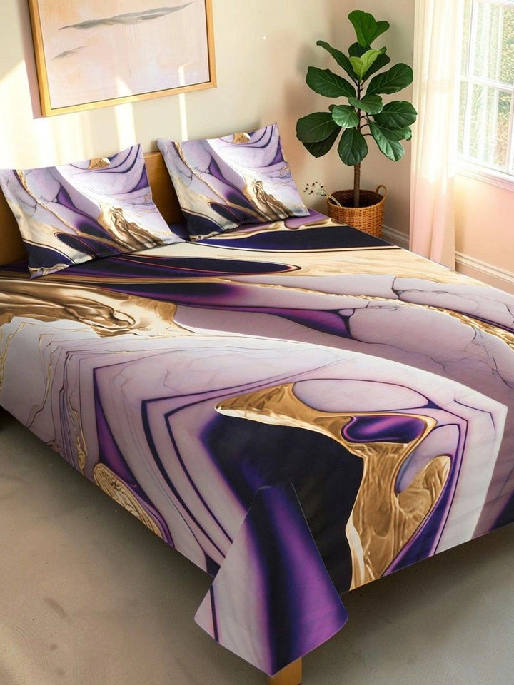 Moda Rapido X KLOTTHE Purple 400 TC King Bedsheet with 2 Pillow Covers