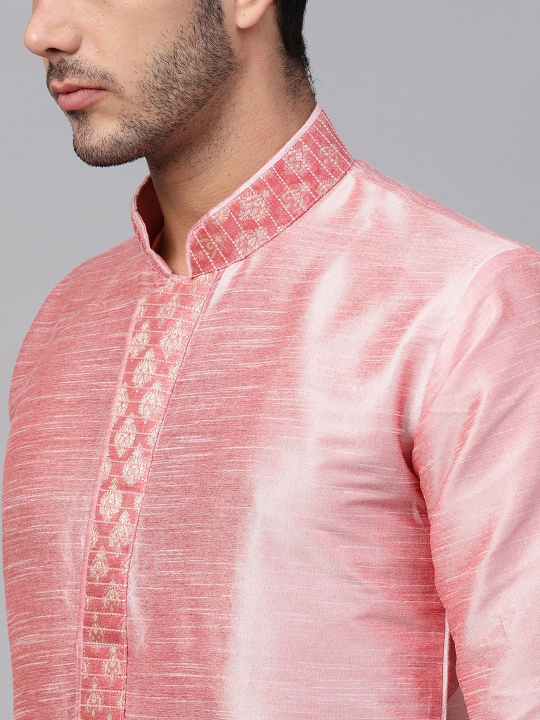 SOJANYA Men Pink Solid Kurta Lurus