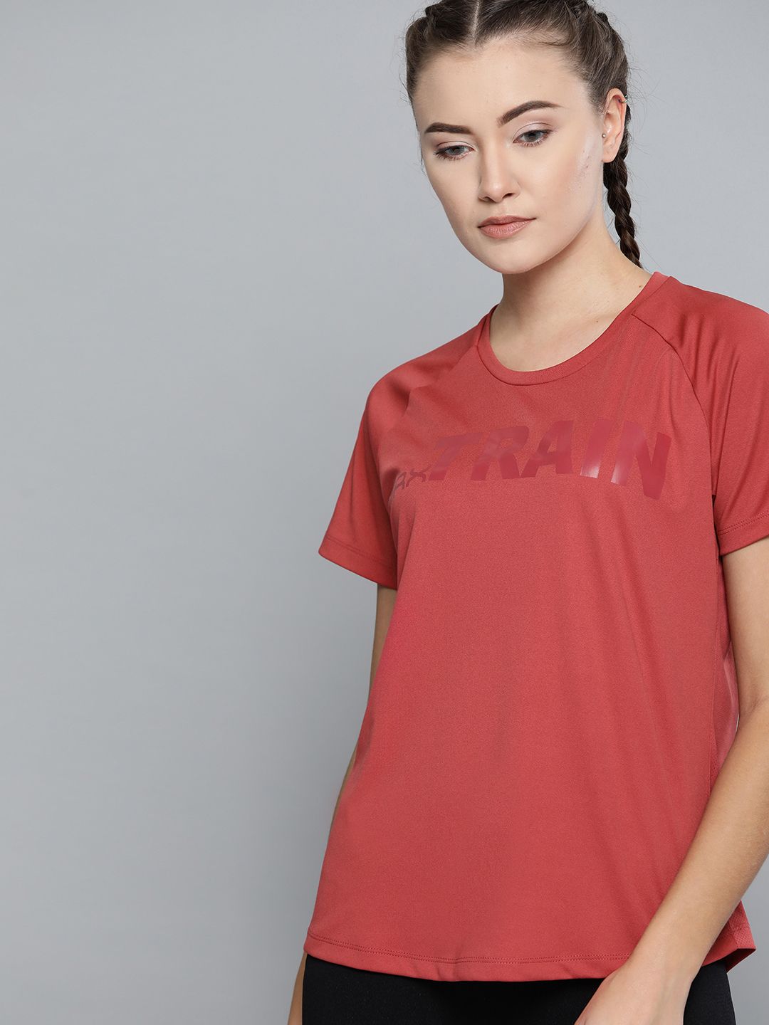 HRX by Hrithik Roshan Women Rust Red Rapid Dry Training Tshirt