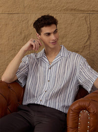 DENNISON Men Vertical Striped Oversized Casual Shirt