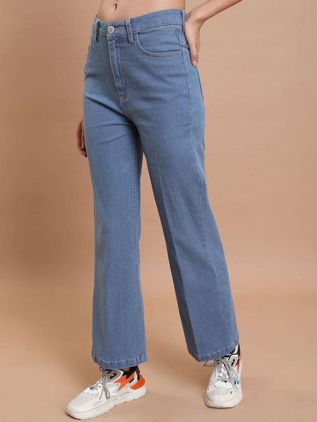 Basics By Tokyo Talkies Women Blue Flared Stretchable Jeans