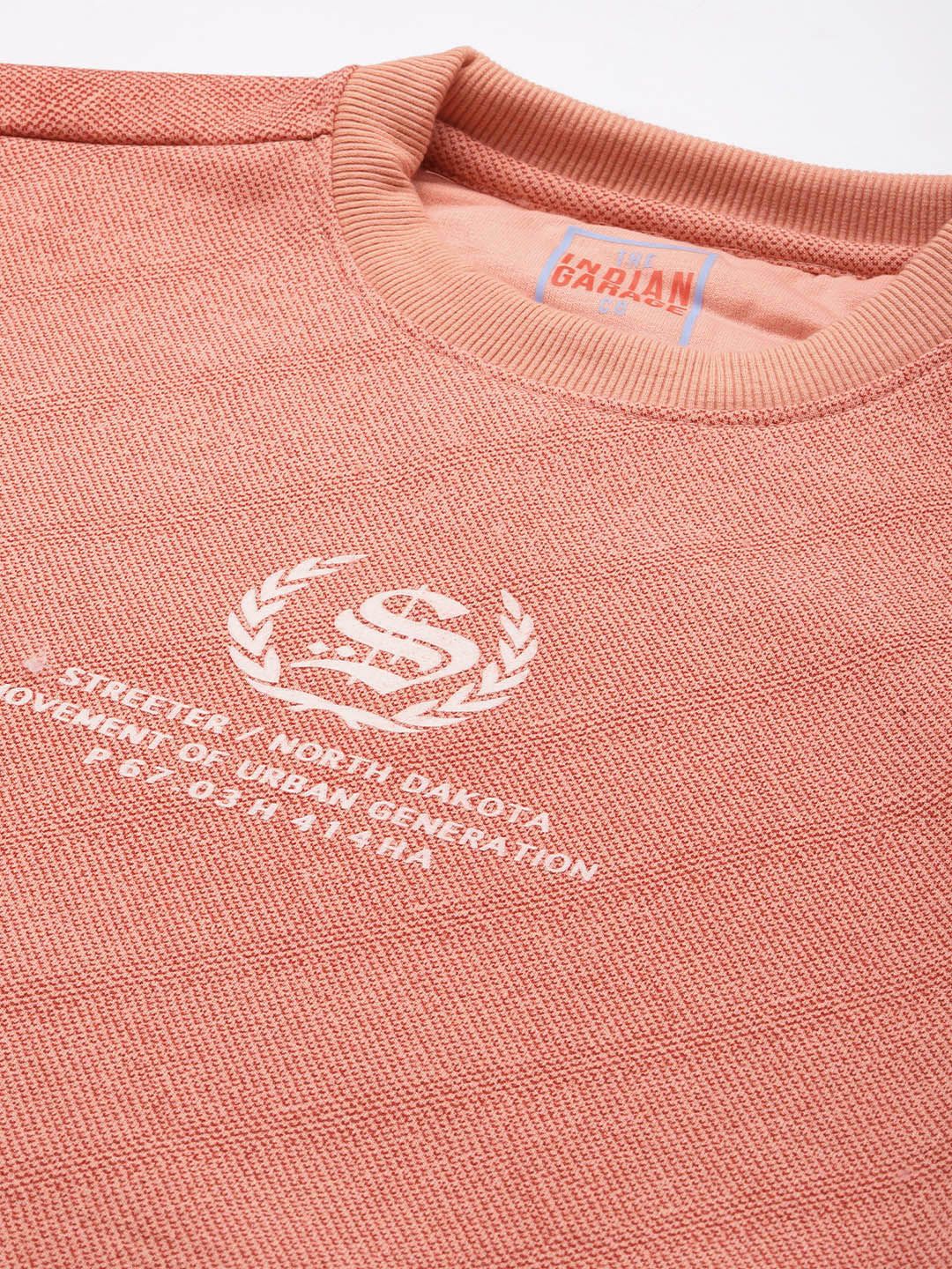 The Indian Garage Co Men Peach-Coloured Printed Sweatshirt