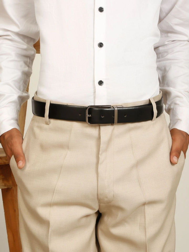 Teakwood Leathers Men Textured Leather Reversible Belt