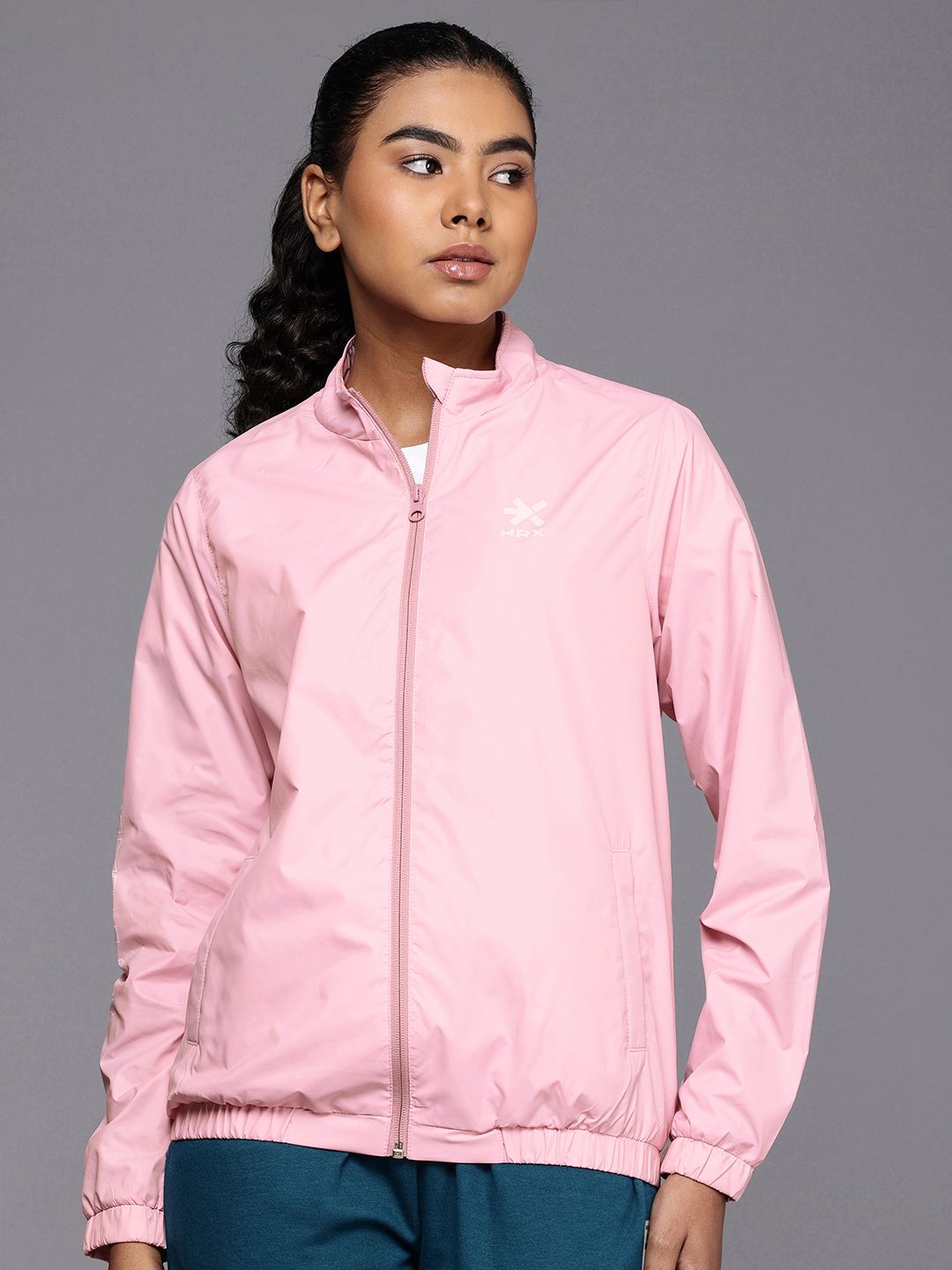 HRX by Hrithik Roshan Mock Collar Rapid-Dry Antimicrobial Sporty Jacket