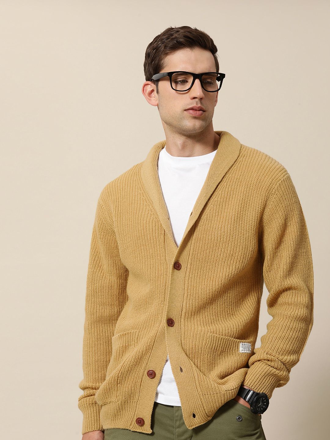Mr Bowerbird Men Solid Chunky Ribbed Oversized Cardigan