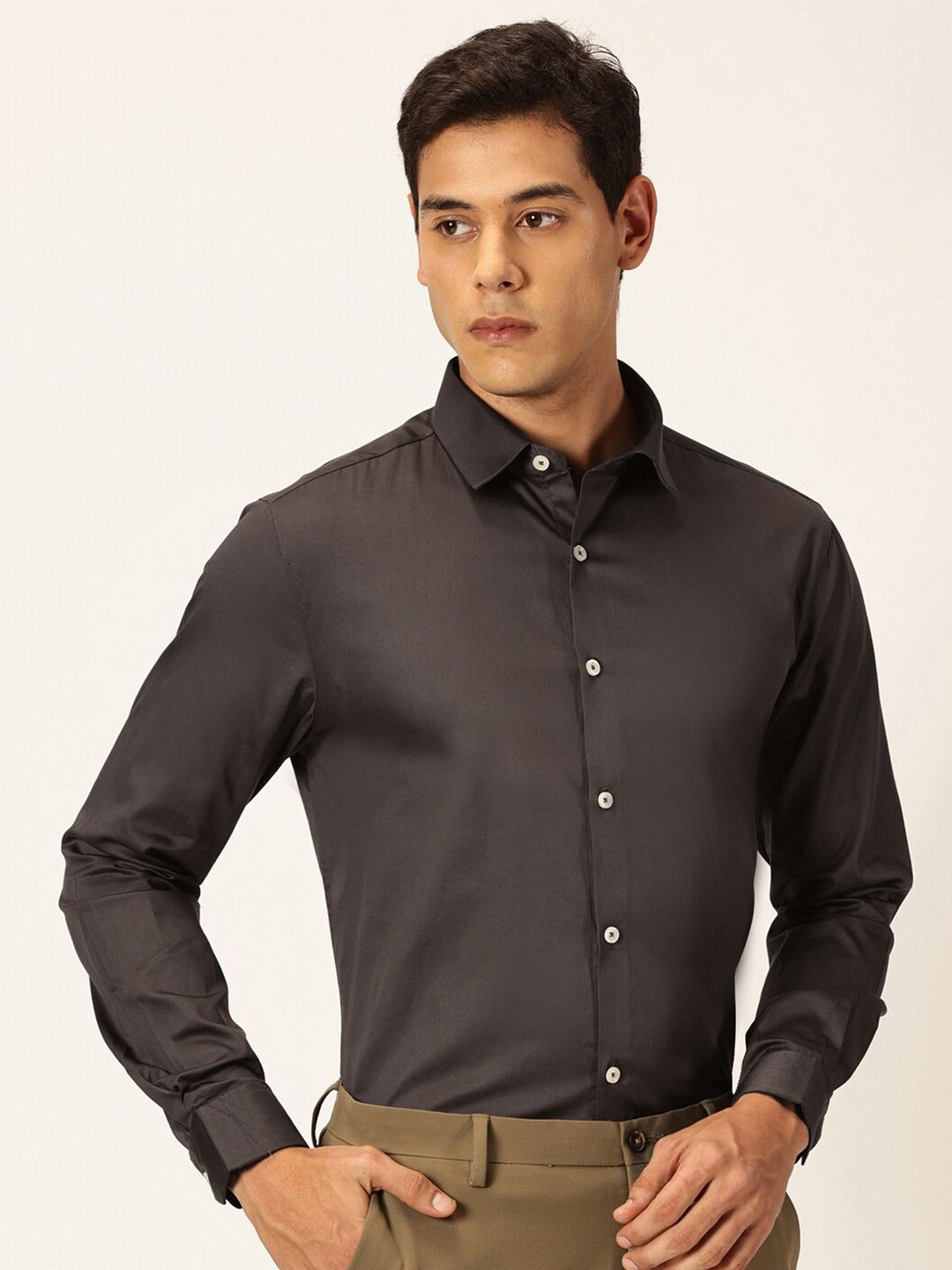 Thomas Scott Men Cotton Premium Slim Fit Opaque Formal Shirt