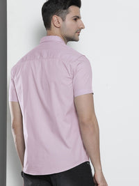 The Indian Garage Co Men Lavender Comfort Horizontal Stripes Cotton Casual Shirt
