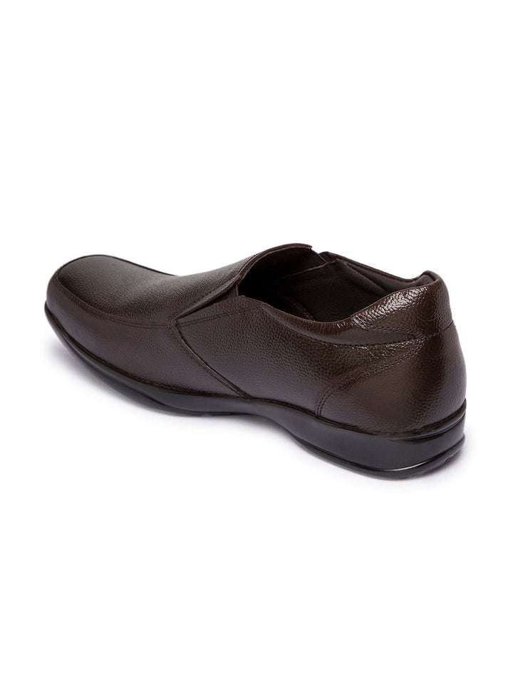 Red Chief Men Brown Genuine Leather Formal Slip-Ons