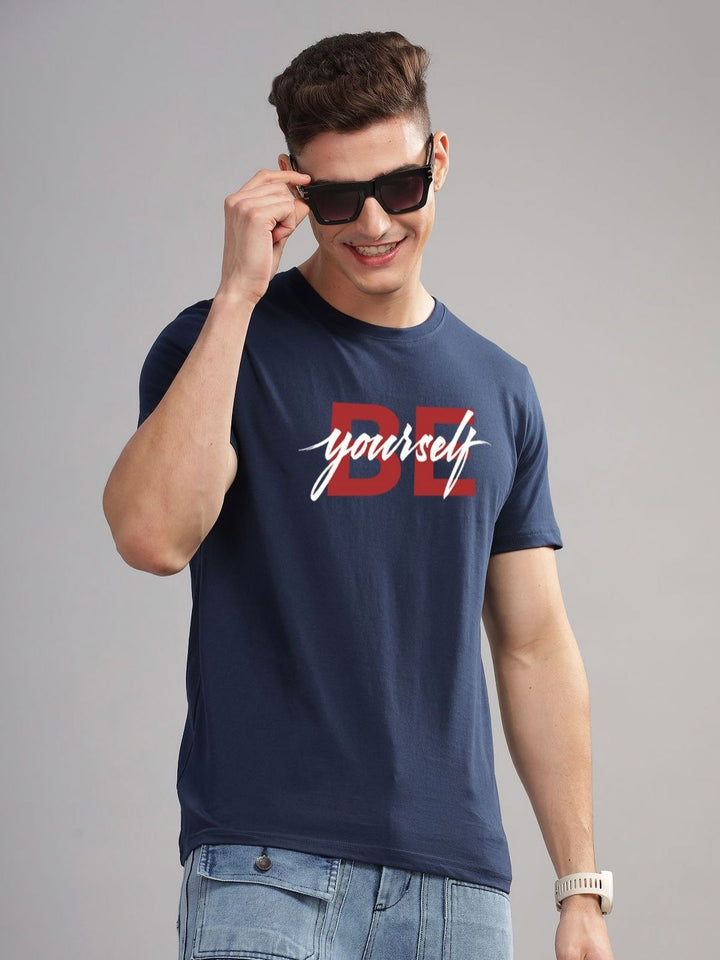 ADRO Men Typography Printed Applique T-shirt