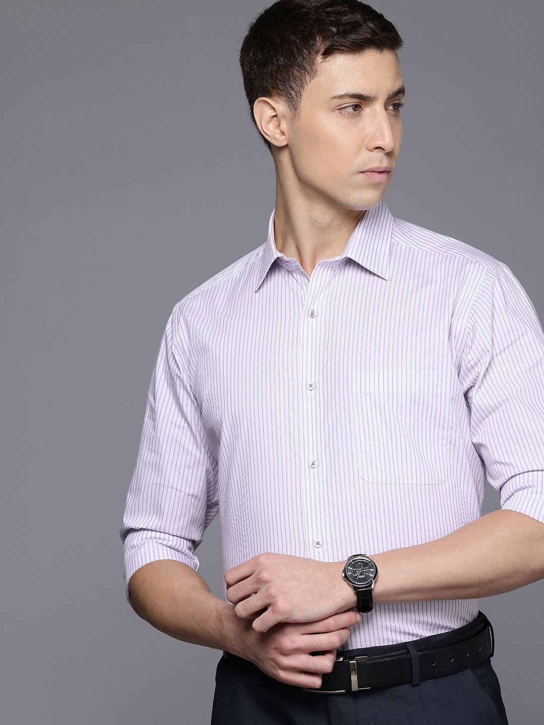 Raymond Slim Fit Striped Pure Cotton Formal Shirt