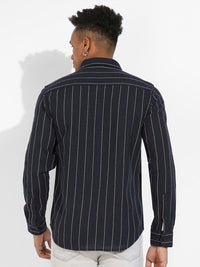 Campus Sutra Classic Striped Spread Collar Cotton Casual Shirt