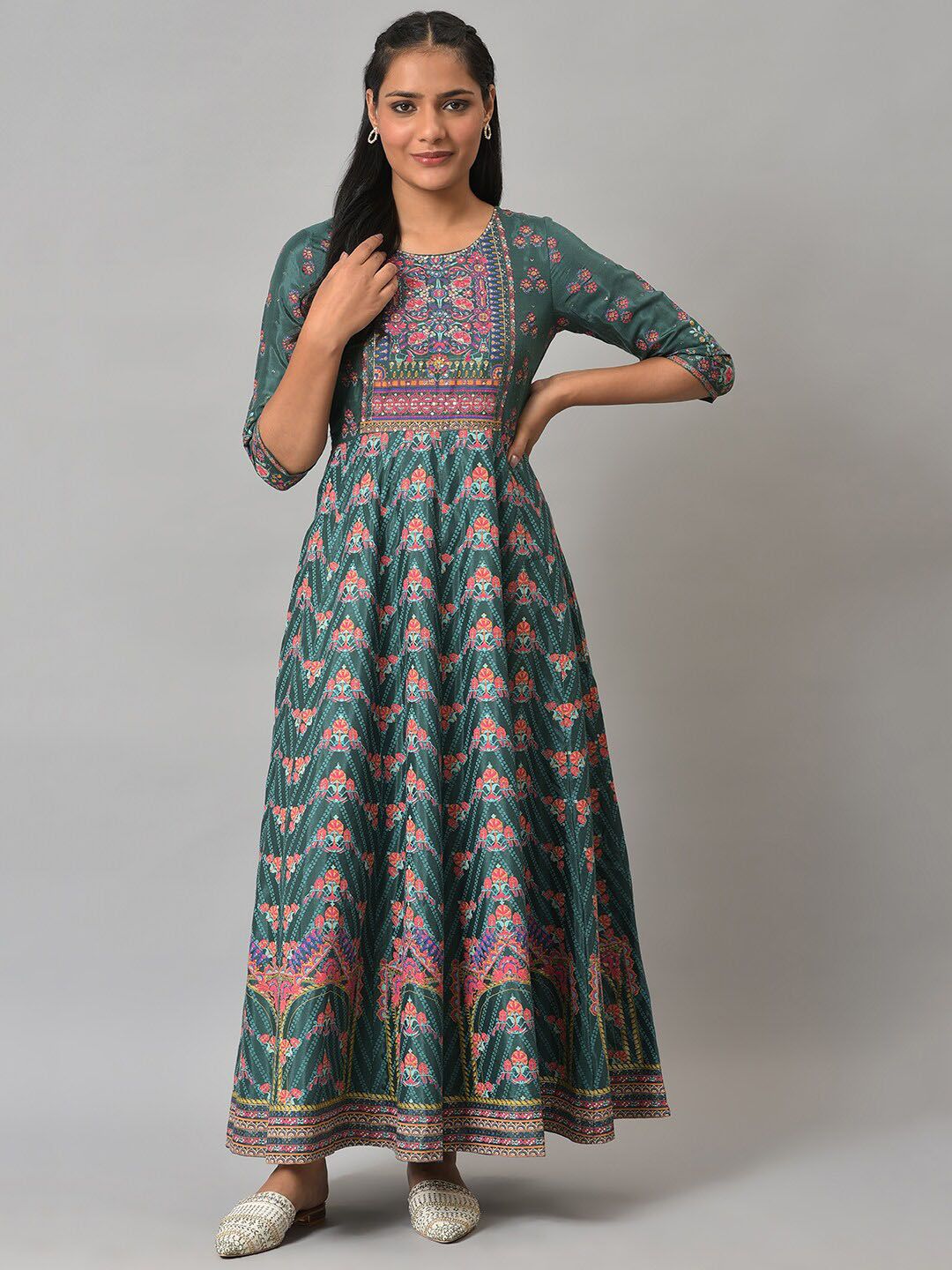 W Ethnic Motifs Printed Maxi Ethnic Dress