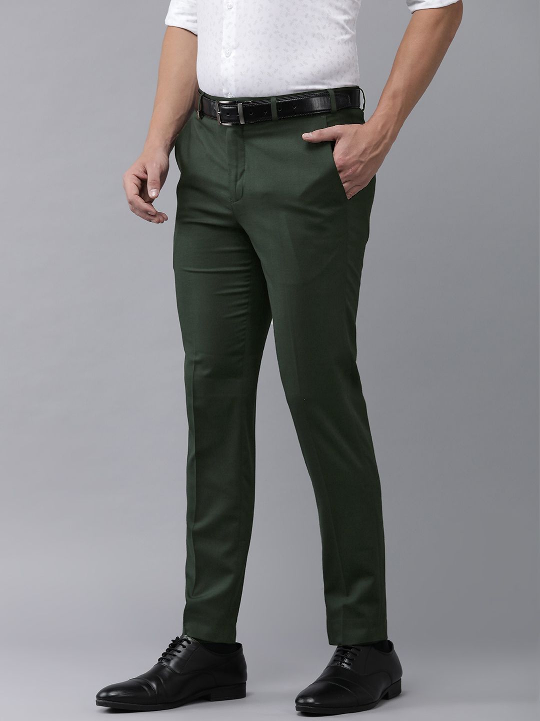 Park Avenue Men Self-Design Checked Formal Trousers