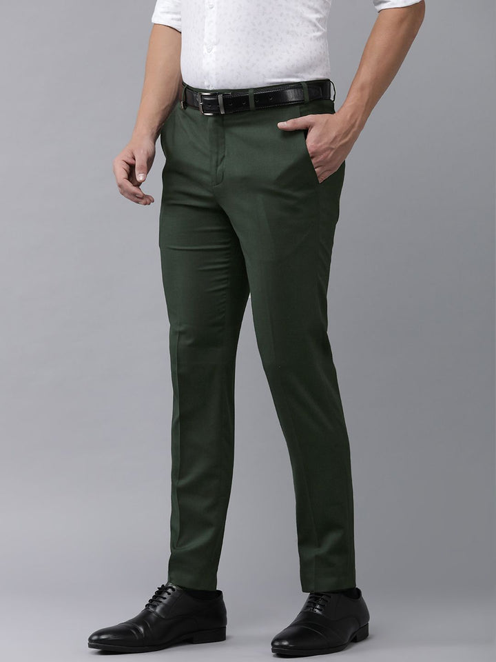 Park Avenue Men Self-Design Checked Formal Trousers