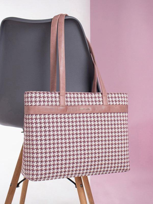 Berrylush Checked Structured Handheld Bag